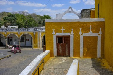 Izamal, Mexico - April 23, 2025: Former convent of San Antonio de Padua in Izamal, Yucatan, Mexico.