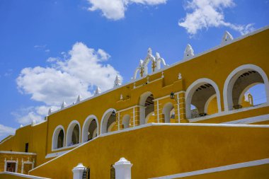 Izamal, Mexico - April 23, 2025: Former convent of San Antonio de Padua in Izamal, Yucatan, Mexico.