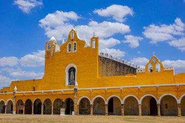 Izamal, Mexico - April 23, 2025: Former convent of San Antonio de Padua in Izamal, Yucatan, Mexico.