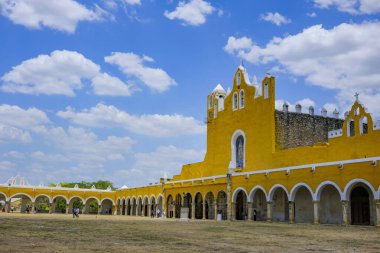 Izamal, Mexico - April 23, 2025: Former convent of San Antonio de Padua in Izamal, Yucatan, Mexico.