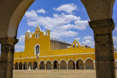 Izamal, Mexico - April 23, 2025: Former convent of San Antonio de Padua in Izamal, Yucatan, Mexico.