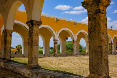 Izamal, Mexico - April 23, 2025: Former convent of San Antonio de Padua in Izamal, Yucatan, Mexico.