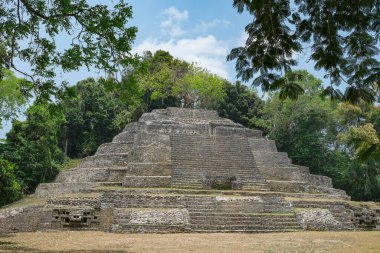 Orange Walk, Belize - May 30, 2025: Lamanai Archaeological Reserve in Orange Walk, Belize.