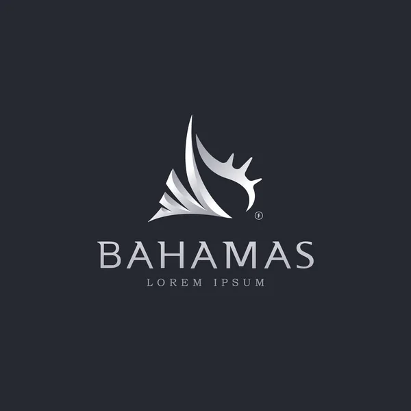 Bahamalar Deniz Kabuğu Gümüş Prim Logo Şablonu — Stok Vektör