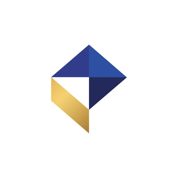 Αφηρημένη Γεωμετρική Πριμοδότηση Μπλε Και Χρυσό Αρχικό Πρότυπο Λογότυπο Διάνυσμα — Διανυσματικό Αρχείο