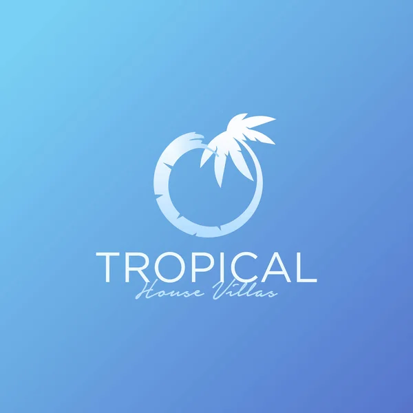Océano Ola Palmera Tropical Spa Resort Servicio Vacaciones Creativo Logo — Archivo Imágenes Vectoriales