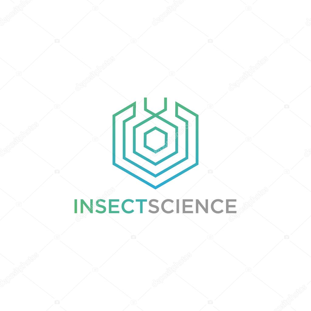 Modern linear hexagon with insect shape logo template vector