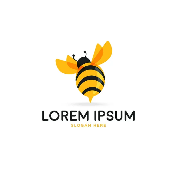 Cute Pulchny Pszczoła Logo Wektor Szablon — Wektor stockowy
