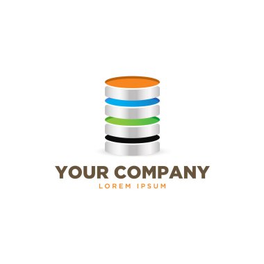 3D renkli gümüş para yığını logo resimleme