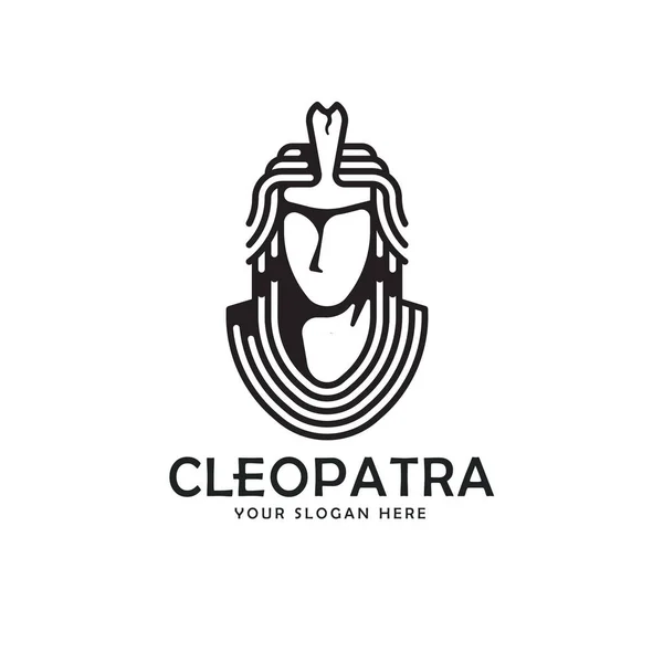 Klasik Kleopatra Çizgisi Logo Illüstrasyon Şablonu — Stok Vektör