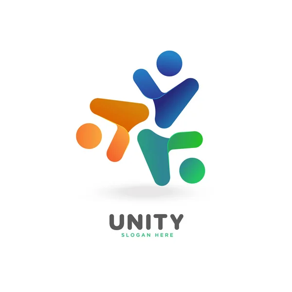 Cute Colorful Smooth Gradient Trio Unity People Social Logo Vector — Stock Vector