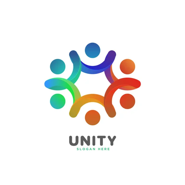 Kolorowa Gładka Jedność Gradientowa Ludzie Szablon Wektora Logo Społecznego — Wektor stockowy