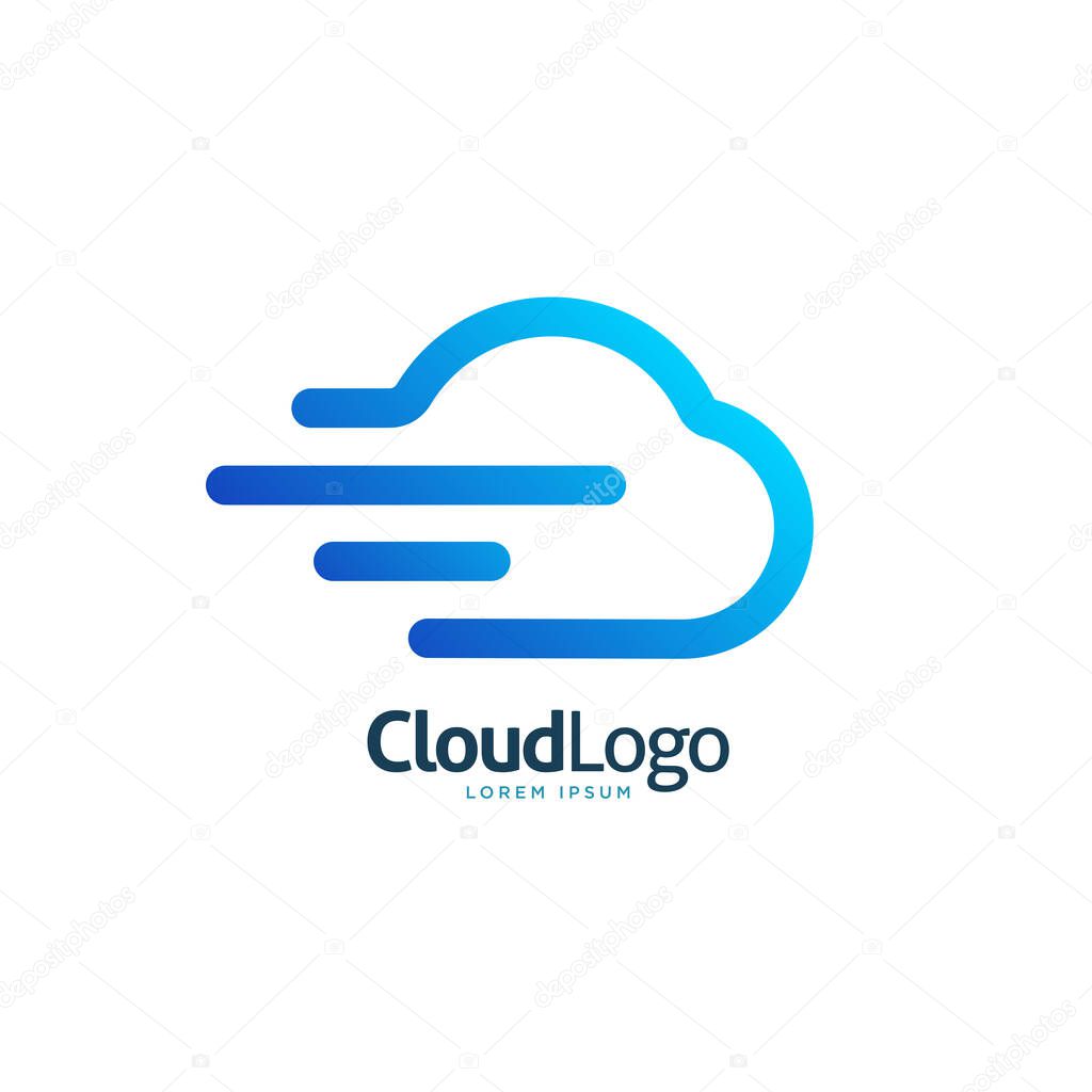 Modern monoline speed cloud logo icon