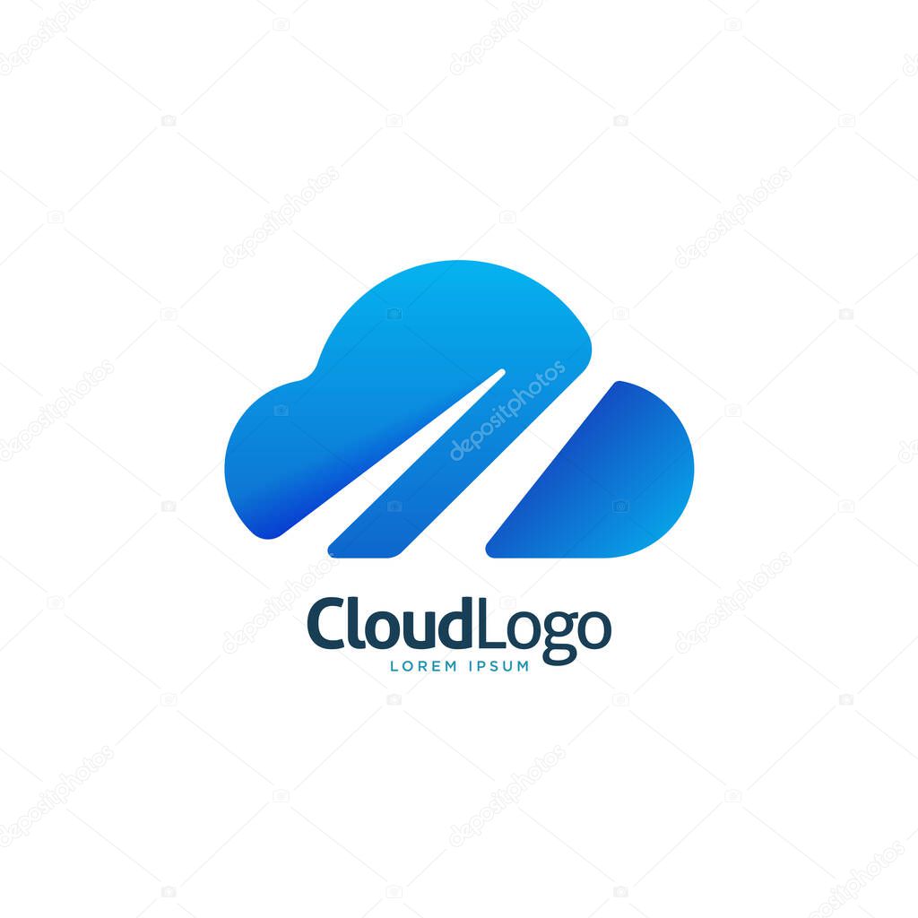 Modern dynamic blue gradient cloud logo icon template vector