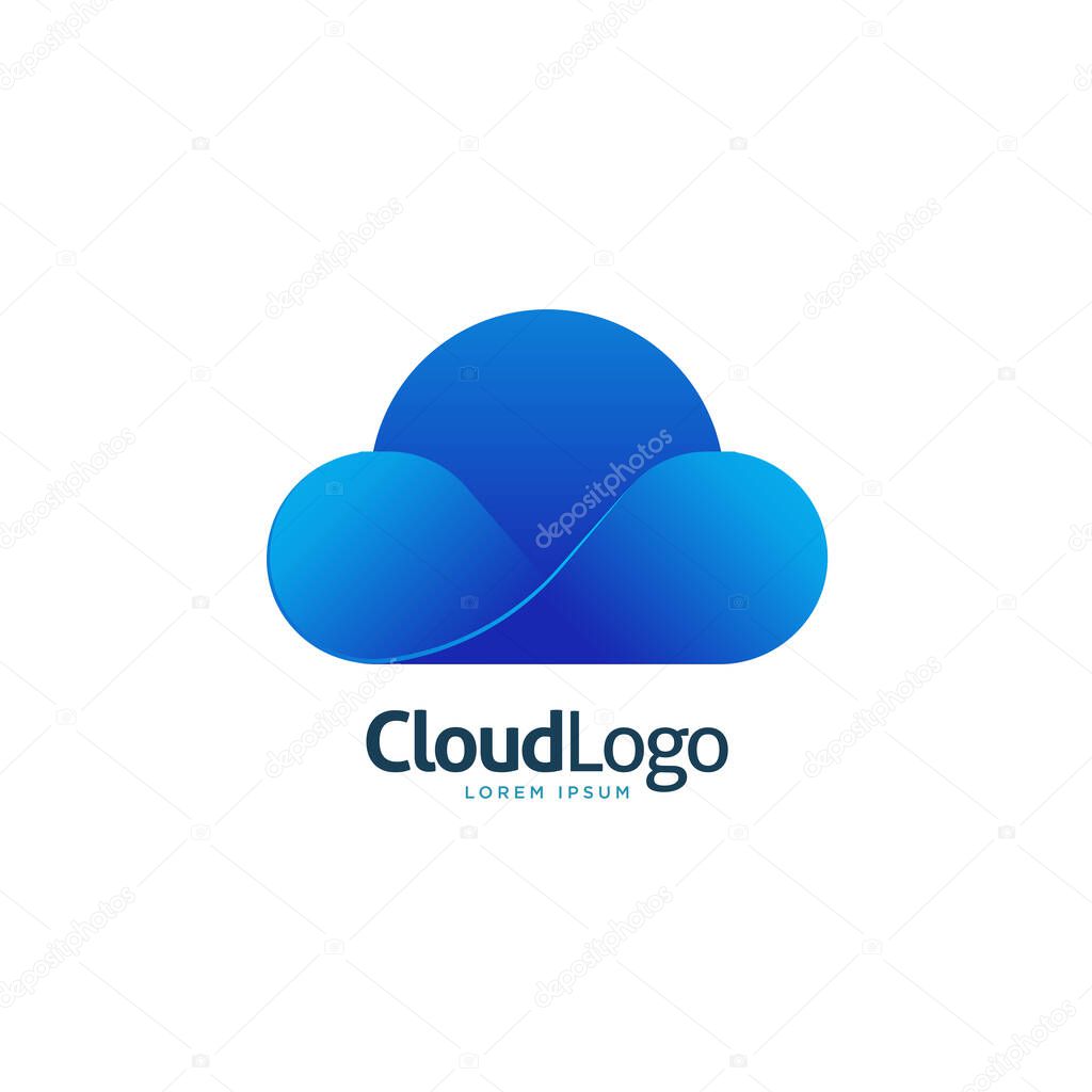 Modern stylish blue gradient cloud logo icon