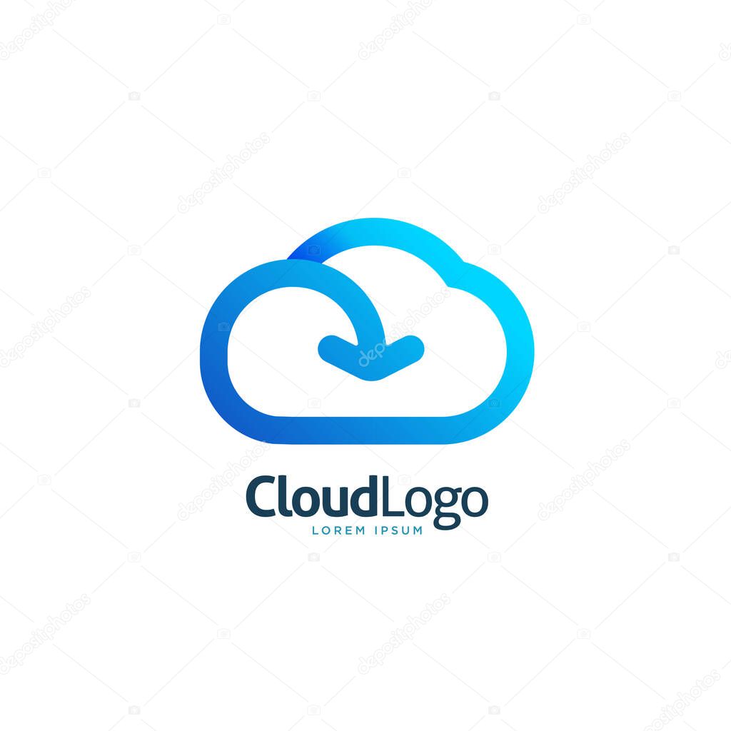Modern download cloud arrow logo and web icon template vector