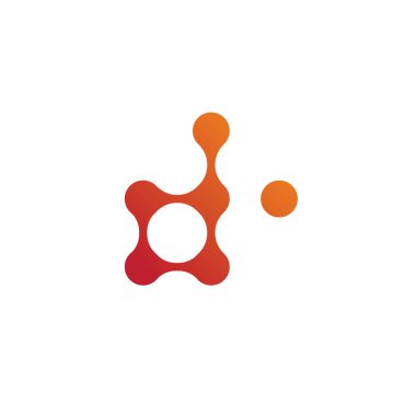 Bağlı nokta atom D harfi intial logo simgesi