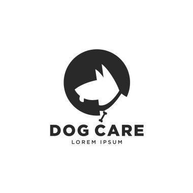Çember arkaplan vektör şablonlu şirin siluet köpek logosu