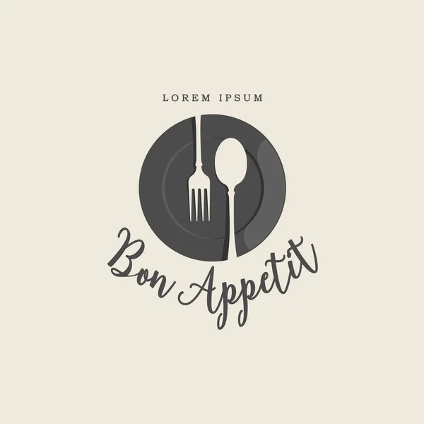Vintage Vork Lepel Bord Restaurant Logo Template — Stockvector