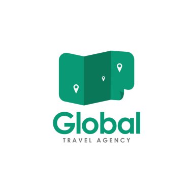 Katlanmış harita pin navigasyon logo resimleme şablonu