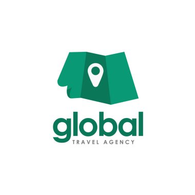 Katlanmış harita pin navigasyon logo resimleme şablonu