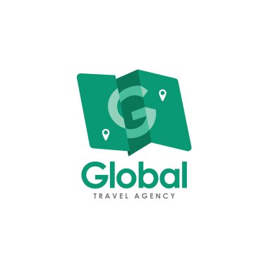 İğne ve G harfi logo illüstrasyon şablonuyla katlanmış harita