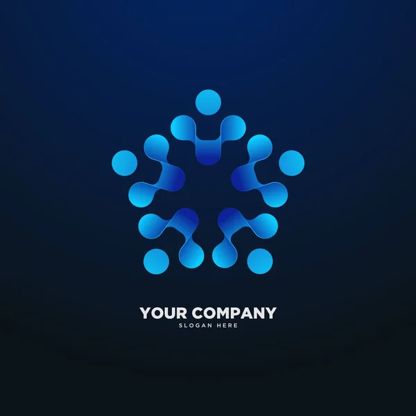Astratto Collegato Dot Molecola Puzzle Modello Logo Sociale — Vettoriale Stock