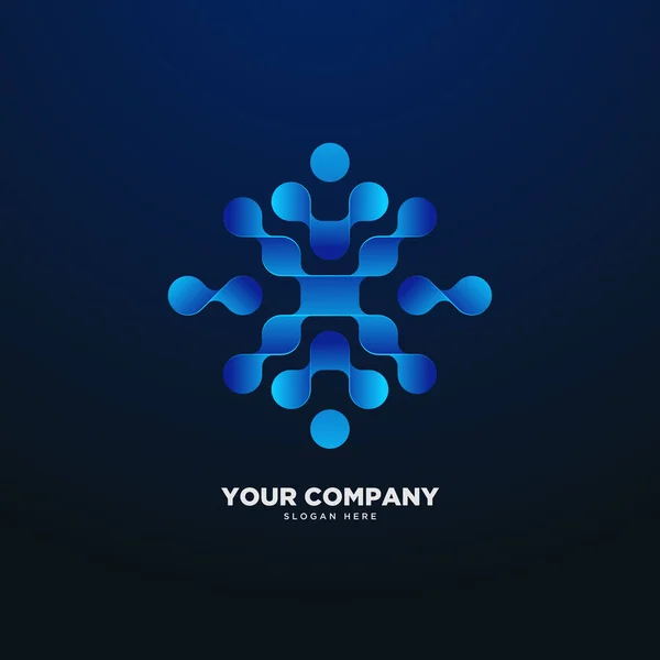 Astratto Collegato Dot Molecola Puzzle Modello Logo Sociale — Vettoriale Stock