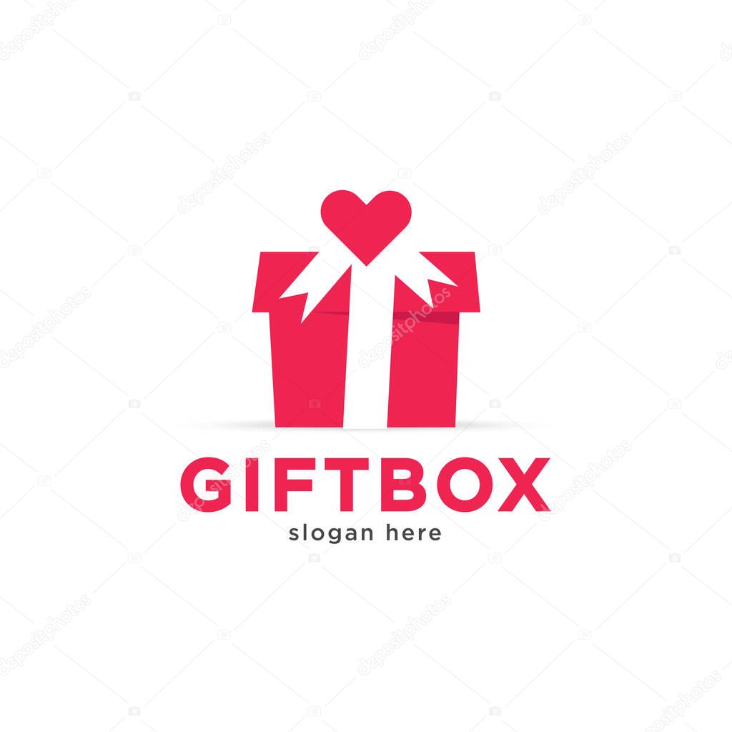 Valentine gift box logo template