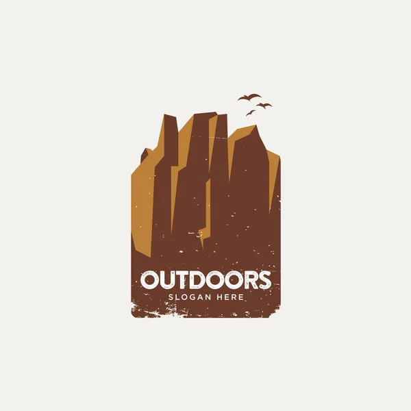 Retro Vintage Vlakke Grand Canyon Badge Outdoor Adventure Logo — Stockvector