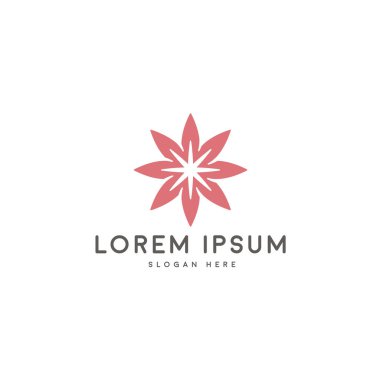 Zarif kırmızı süslemeli çiçek logosu