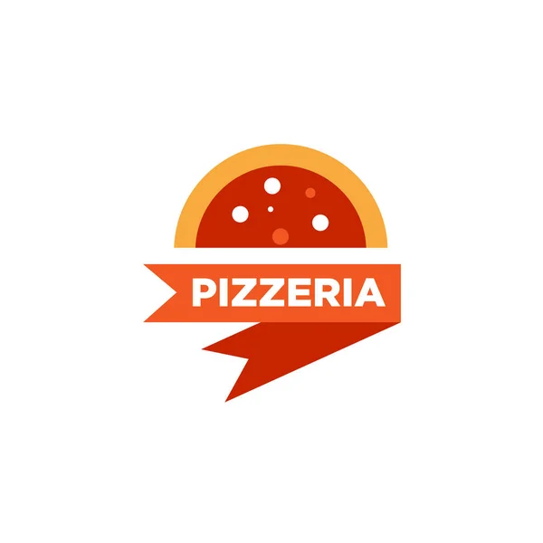 Modelo Logotipo Pizza Plana Fita — Vetor de Stock