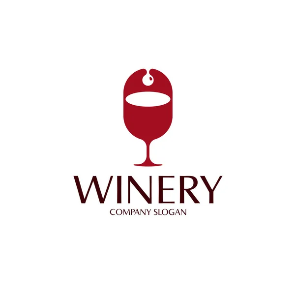 Flaches Weinglas Und Tropfen Logo Vorlage — Stockvektor