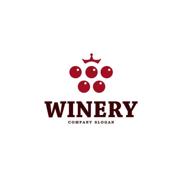 Weintraube Und Krone Weingut Logo Vorlage — Stockvektor