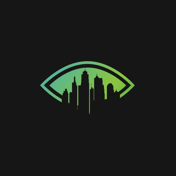 City Silhouette Eye View Logo Icon — Stock Vector