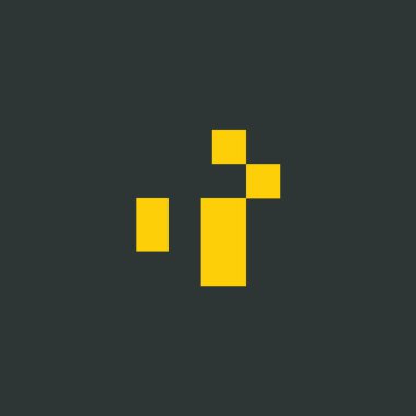 Sarı soyut fayans şekilli t harfi simgesi logosu