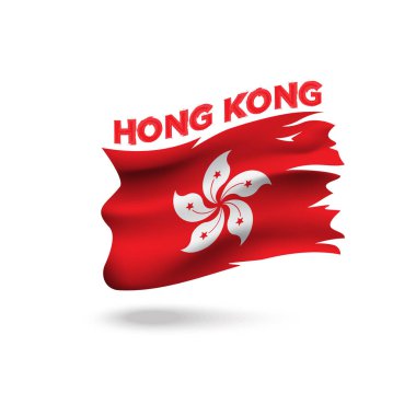Yırtılmış Hong Kong vatansever bayrak 3d vektör çizimi şablonu