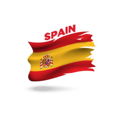 Parçalanmış İspanya vatansever bayrağı 3d vektör illüstrasyon şablonu