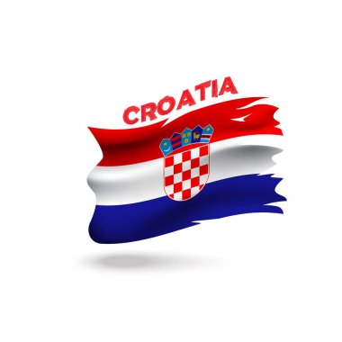 Parçalanmış Hırvatistan vatansever bayrağı 3d vektör illüstrasyon şablonu