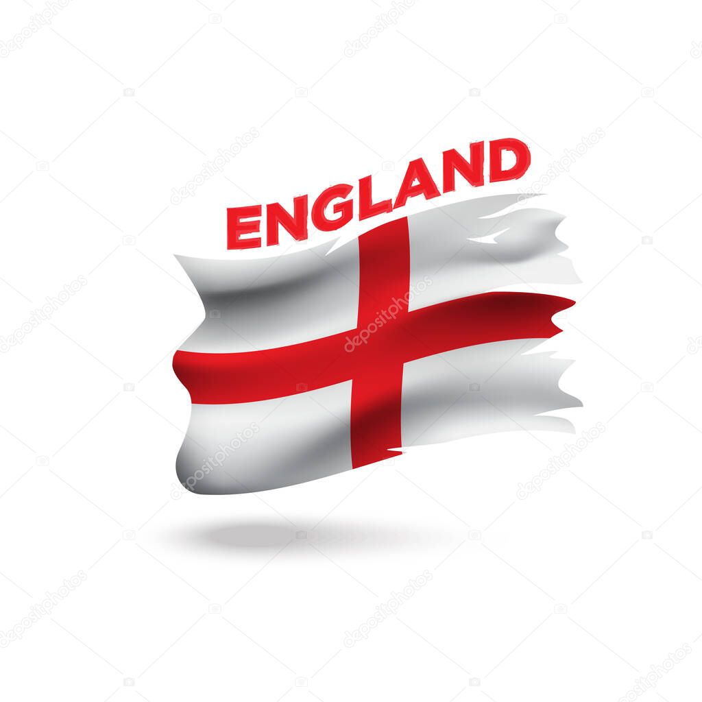 Torn England patriotic flag 3d vector illustration template