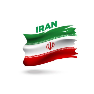 Yırtılmış İran vatansever bayrağı 3d vektör resimleme şablonu