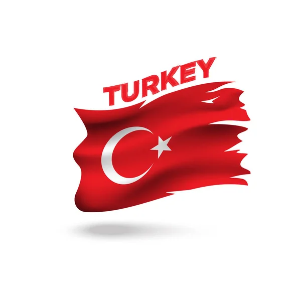 Torn Bandera Patriótica Turca Vector Plantilla Ilustración — Vector de stock