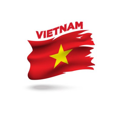 Yırtılmış Vietnam Vatansever Bayrağı 3D vektör illüstrasyonu