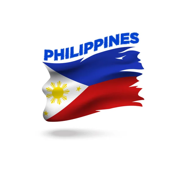 Torn Filipinas Bandera Patriótica Vector Ilustración — Vector de stock