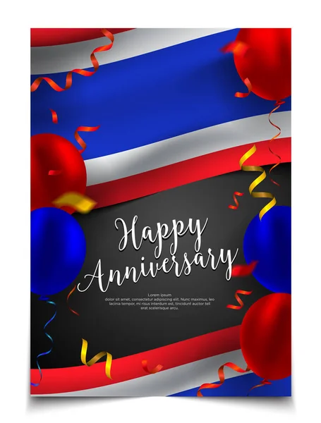 Ювілейною Обкладинкою Прапором Таїланду Повітряною Кулею Конфетті Вечірки Свята Святкування — стоковий вектор