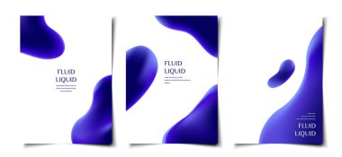 3D mor sıvı soyut kapak seti, poster, duvar kağıdı tasarım şablonu