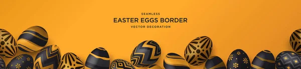 Роскошное Золото Пасхальные Яйца Бесшовные Рамки Векторного Украшения Шаблон — стоковый вектор