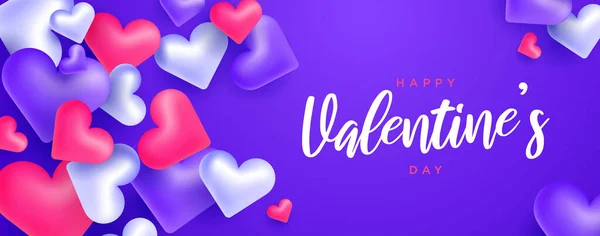 Trendy Kleurrijke Valentijnsdag Horizontale Banner Achtergrond Illustratie Eps10 Vector Met — Stockvector