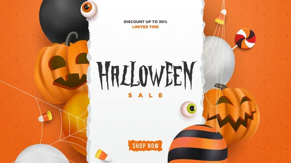 Niedliche Halloween Special Sale Promo Banner Werbung Template Vektor — Stockvektor