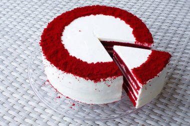 'Red Velvet' Cake on a white Table clipart